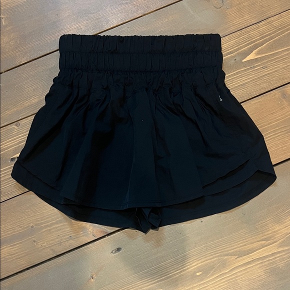 Women's Black Ruffled Shorts - Picture 1 of 3